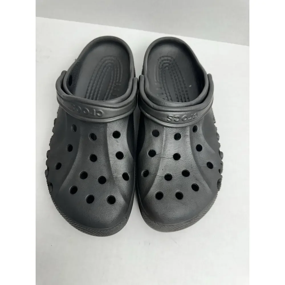 Crocs Baya Clog Adult Men’s 10 Women’s 12 Black Logo Pool Beach Slip On Comfort